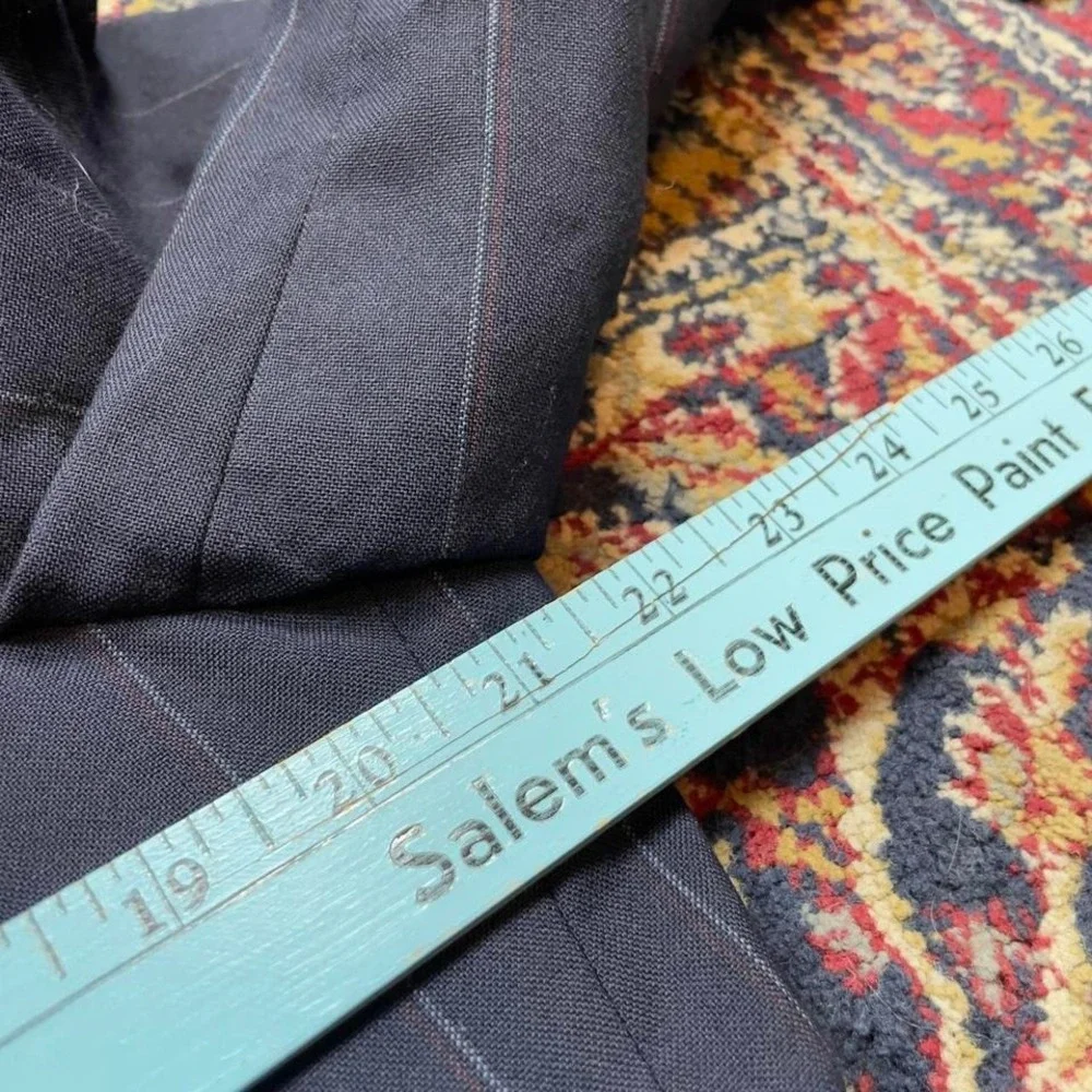 VTG 90s Polo Ralph Lauren pinstripe two‎ button suit blazer jacket 42 USA Blue